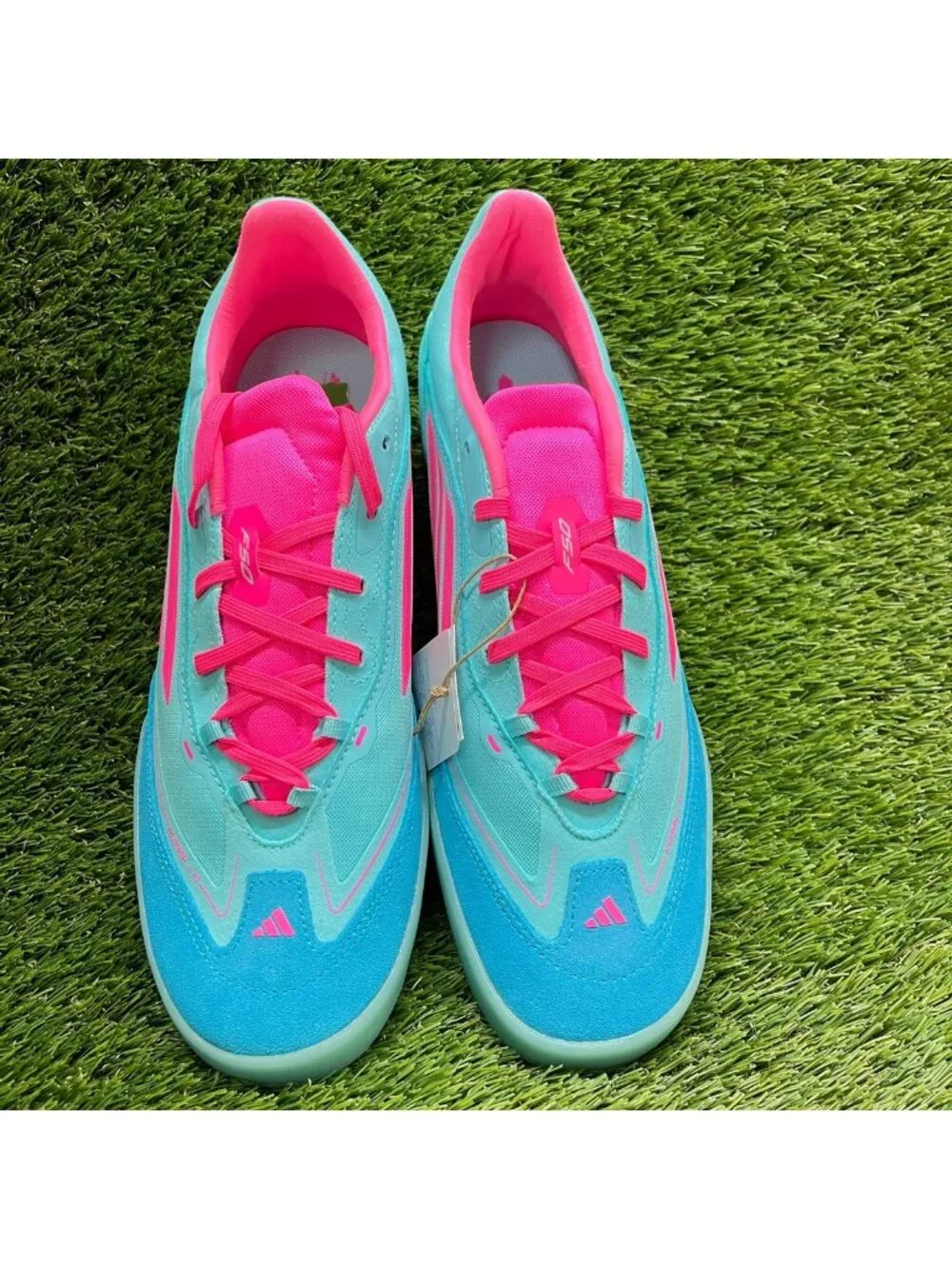 Adidas F50 Freestyle Messi Mens Size 10 Blue Pink Running Indoor Soccer Shoes